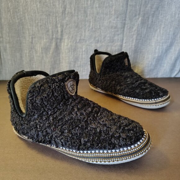 Ariat Booties Boots Womens Size 8.5-9 Black Appaloosa Snuggle Slipper Large - Picture 1 of 7